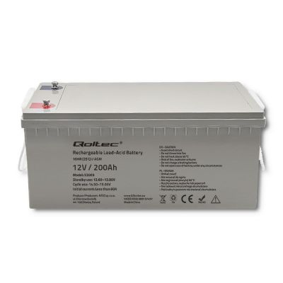 5. QOLTEC AGM BATTERY 12V | 200AH | MAX.3000A