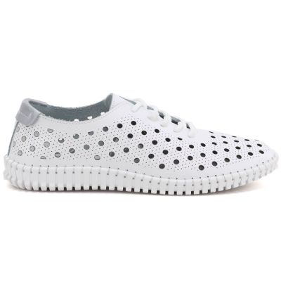 2. Women's leather openwork shoes white Cambell by Potocki DO87320