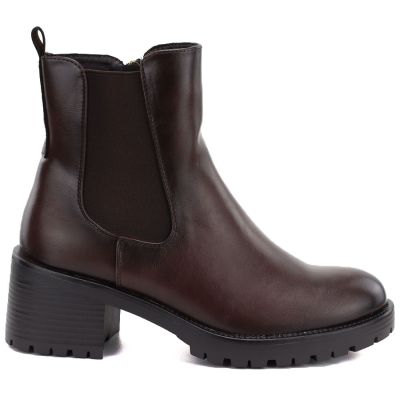 2. Women's ankle boots with a block heel, insulated, brown, Potocki SZ12742