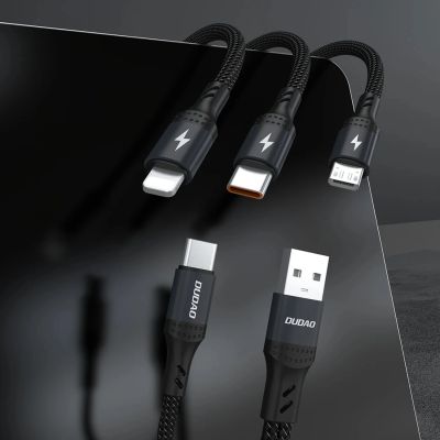2. Dudao L3W USB-A/USB-C to Lightning/USB-C/MicroUSB 66W Cable - Black