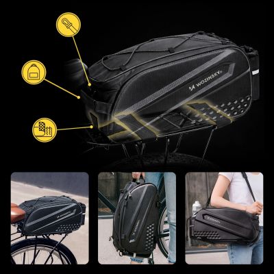 5. Wozinsky Bike Trunk Bag with Long Strap and Expandable Side Pockets - Black