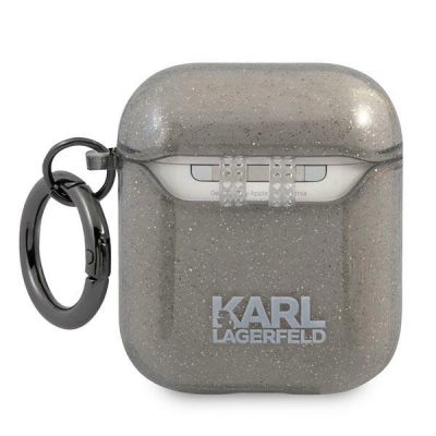 2. Karl Lagerfeld Glitter Karl's Head Case for AirPods 1/2 - Black