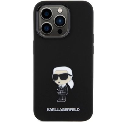 3. Karl Lagerfeld Silicone Ikonik Metal Pin case for iPhone 15 Pro - black
