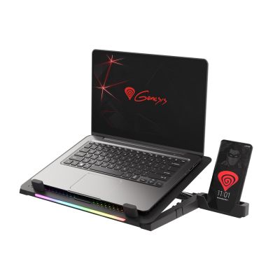 3. Genesis Oxid 450 RGB 15.6" laptop cooling pad with fan, backlight, 2 USB