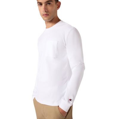 4. Champion LS Tee Men's T-Shirt White 222507 WW001