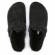 12. Birkenstock Boston Shearling Black Women's Wool Insulated Clogs in Suede Leather Narrow (0259883)