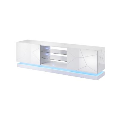 TV cabinet QIU 200 MDF white gloss/white gloss
