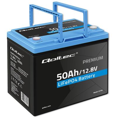 6. Qoltec LiFePO4 Lithium Iron Phosphate Battery | 12.8V | 50Ah | 640Wh | BMS