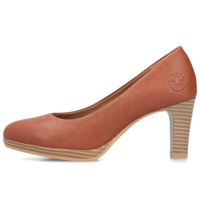 3. Brown leather pumps with a block heel, Rieker 41560-23