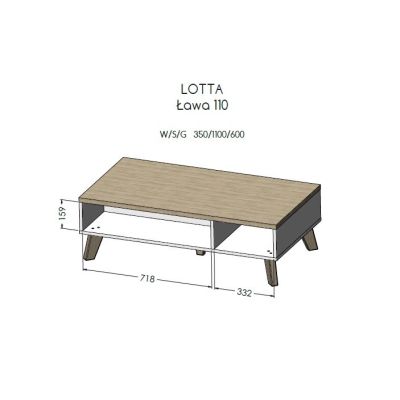 4. LOTTA 110 coffee table, white + sonoma oak