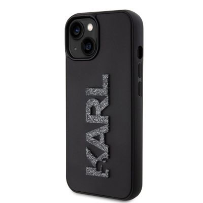 2. Karl Lagerfeld 3D Rubber Glitter Logo case for iPhone 15 - black