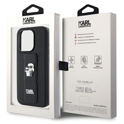 8. Karl Lagerfeld Gripstand Saffiano Karl&Choupette Pins case for iPhone 13 Pro / 13 - black