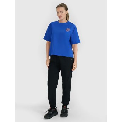 5. Women's oversize printed T-shirt 4F 4FWSS25TTSHF1993-36S