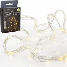 BATTERY-OPERATED WIRE LAMPS CASCADE 80 LED WARM WHITE TIMER