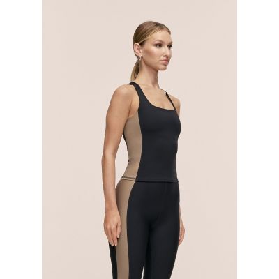 5. CASALL Women's Shaped Block Built in Bra Tank Black