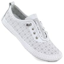 Women's leather openwork shoes, white, T.Sokolski 1302