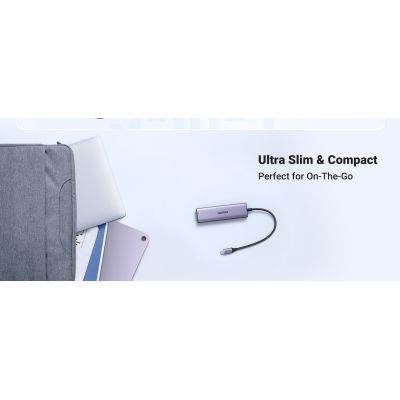 4. Ugreen Multifunctional 5-in-1 HUB USB-C - HDMI 1.4 / 3 x USB-A / USB-C PD 100W CM511 - Gray