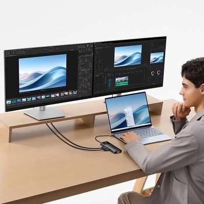 9. Baseus Metal Gleam II 10in1 HDMI USB-A USB-C RJ45 SD/TF Hub - Gray
