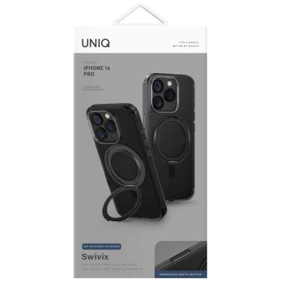 5. Uniq Swivix 360 Rotating Kickstand Case for iPhone 16 Pro - Black