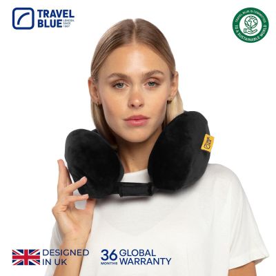 4. TRAVEL BLUE TRANQUILITY MEMORY FOAM TRAVEL PILLOW, BLACK