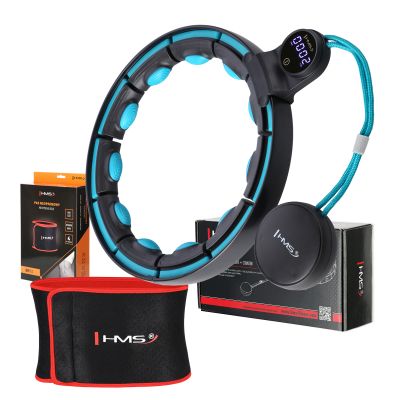 MAGNETIC HULA HOP SET BLACK/TURQUOISE HHM17 WITH HMS COUNTER + SLIMMING BELT BR163 RED