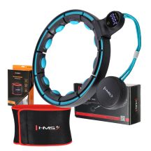 MAGNETIC HULA HOP SET BLACK/TURQUOISE HHM17 WITH HMS COUNTER + SLIMMING BELT BR163 RED
