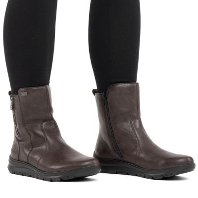 12. Rieker Z0074-25 comfortable brown waterproof women's ankle boots