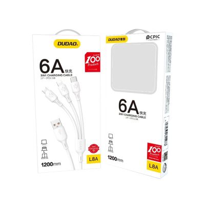 5. USB cable - USB C / micro USB / Lightning 480Mb/s 6A 1.2m - white