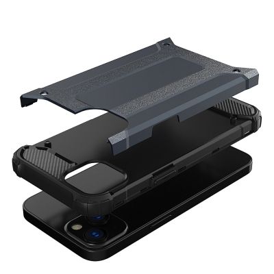 6. Hybrid Armor Case Tough Rugged Cover for iPhone 13 silver