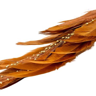 8. DECORATIVE BIRD ON A CLIP 38CM BROWN COPPER