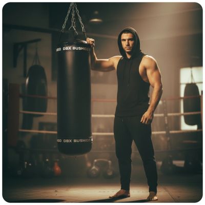 16. PREMIUM Punching Bag + Hoop SBRX Black Empty - 150cm | DBX Bushido