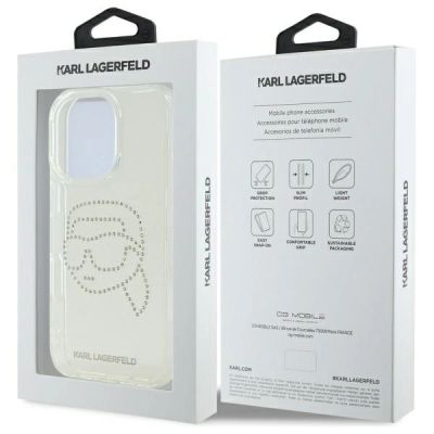 8. Karl Lagerfeld KLHCP16XHKHDCELT iPhone 16 Pro Max 6.9" transparent hardcase IML Rhinestones Karl Head