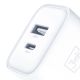 14. 3mk DualCharge 20W PD3.0 QC 3.0 PPS USB 1A1C Wall Charger - White