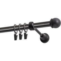 Single Curtain Rod Ø 19 mm Black 400 cm MAX Finial with Rings KOWALSKI