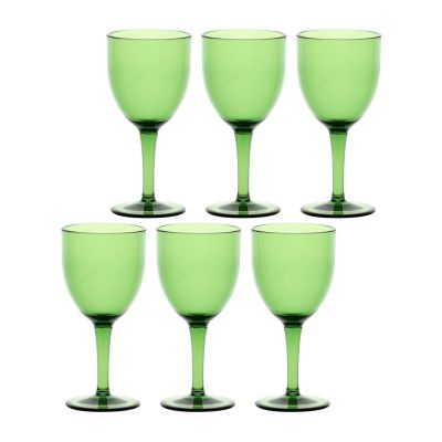 Set of 6 acrylic wine glasses 400 ml, green
