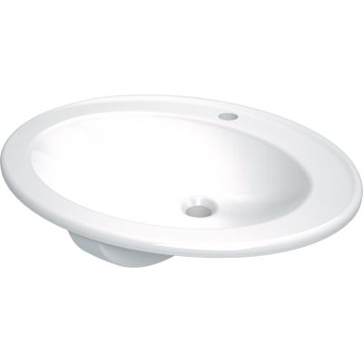 Ceramic recessed washbasin with space for a tap