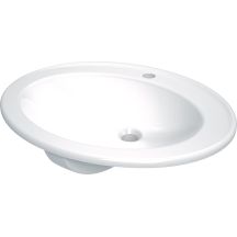 Ceramic recessed washbasin with space for a tap