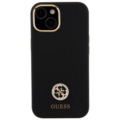 3. Guess Silicone Logo Strass 4G Case for iPhone 15 - Black