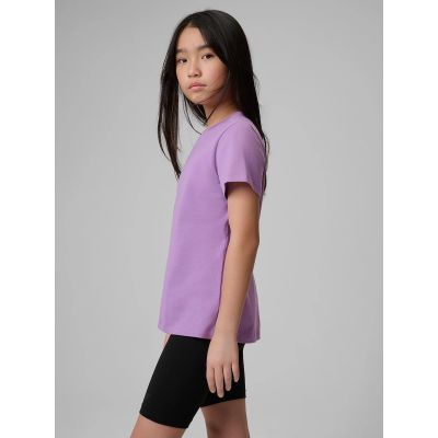 4. Regular plain girls' T-shirt 4F 4FJRSS26TTSHF3554-12S