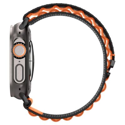 6. Spigen WBF1 Strap for Apple Watch 44 / 45 / 46 / 49 mm - Black and Orange