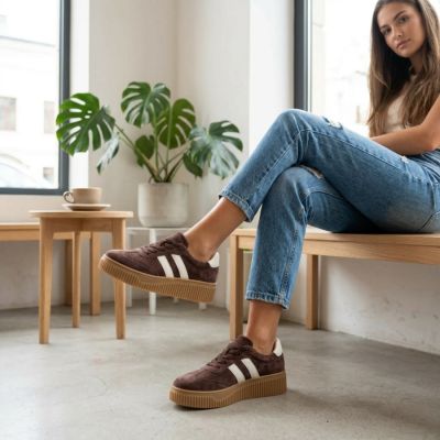 10. Women's brown leather and suede platform shoes Filippo DP6776