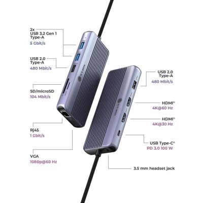 2. ICY BOX IB-DK4062-CPD Wired USB 3.2 Gen 1 (3.1 Gen 1) Type-C Anthracite