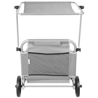 41. FOLDABLE BEACH CHAIR WITH CANOPY ON WHEELS 116x62x62-90CM GRAY