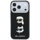 4. Karl Lagerfeld Saffiano Karl&Choupette Heads Pins Strap Logo Case for iPhone 18 Pro / 17 Pro - Black