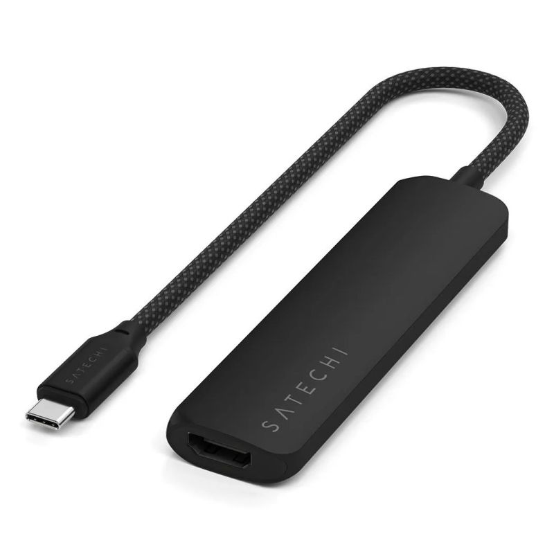 Satechi 4in1 USB-C Slim Multiport Adapter 4K - aluminum adapter for USB-C mobile devices (USB-C, 4K HDMI, 2x USB-A) (black)