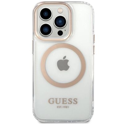 3. Guess Metal Outline Magsafe iPhone 15 Pro Max Case - Gold