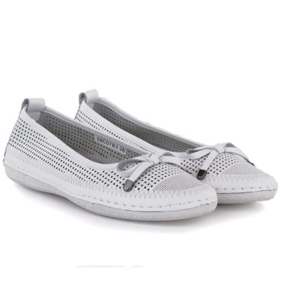 3. Women's leather ballerinas openwork white Artiker 58C0783