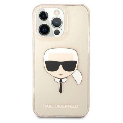 3. Karl Lagerfeld Glitter Karl`s Head Case for iPhone 13 Pro Max - Gold