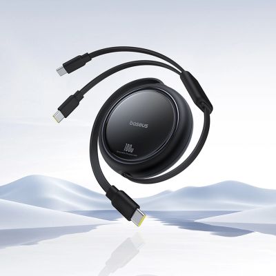 7. Baseus Bright Mirror Series USB-C Retractable Cable - 2 x USB-C 100W 1m - Black