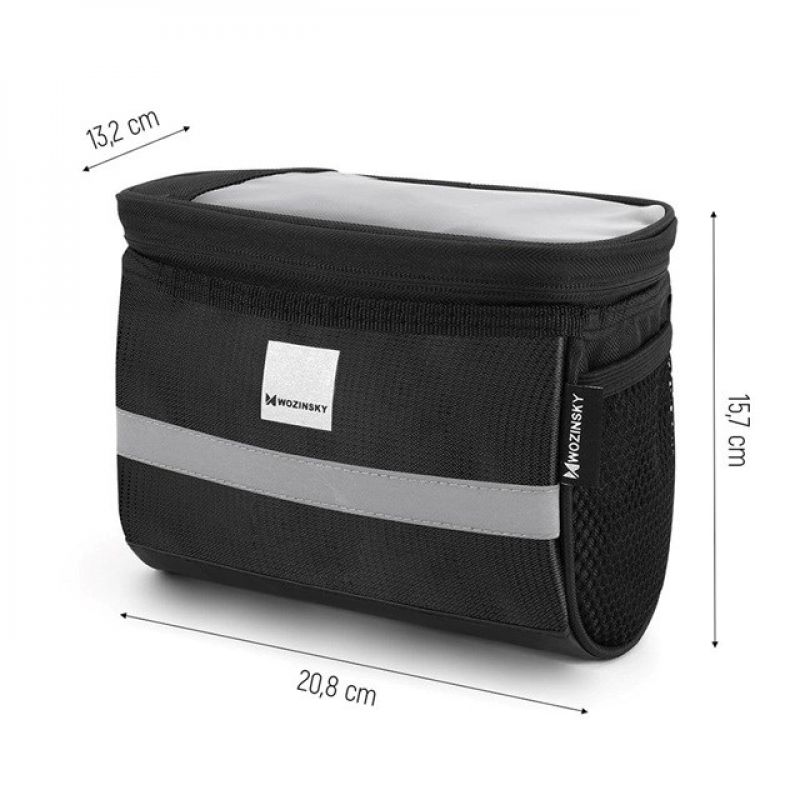 3. Wozinsky Bicycle Handlebar Bag with Phone Case, 2 l, Black (WBB12BK)